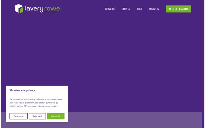 Screenshot of laveryrowe.co.uk
