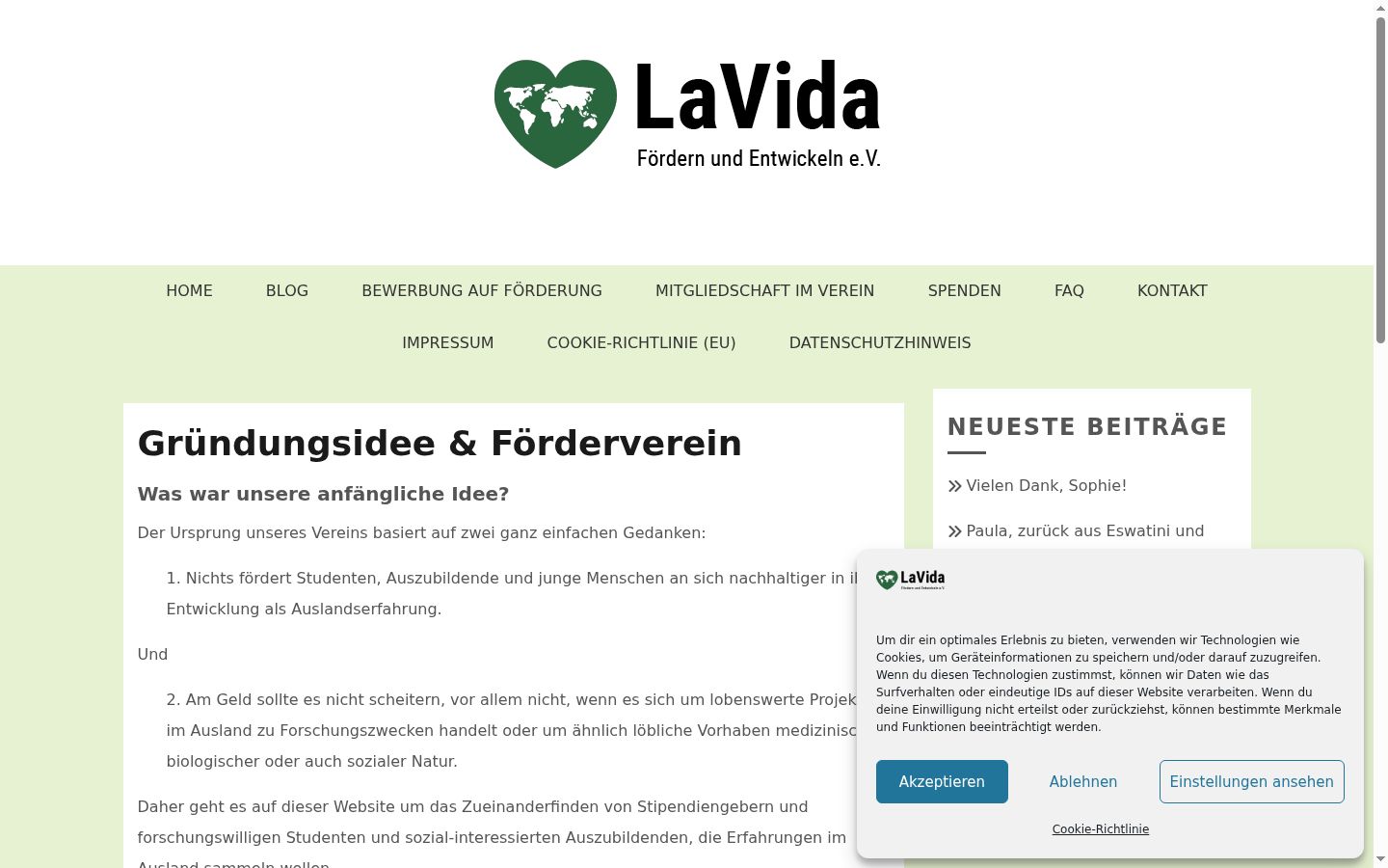 Screenshot del banner di consenso mostrato prima di qualsiasi interazione