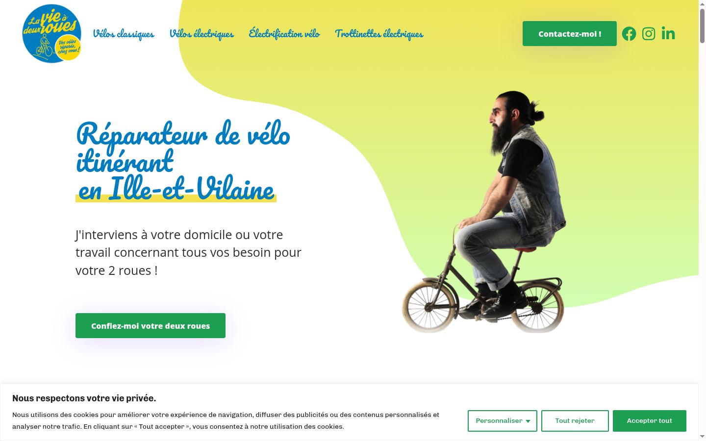 Capture d'écran de la bannière de consentement affichée avant toute interaction
