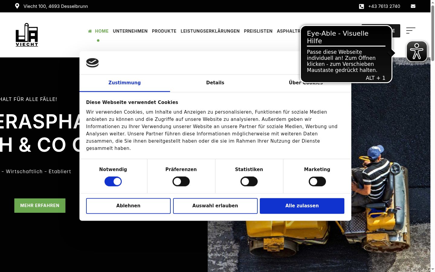 Ekrānuzņēmums ar piekrišanas baneri, kas tika rādīts pirms jebkādas mijiedarbības