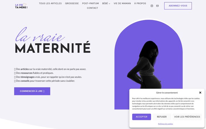 Screenshot of laviedtamere.fr