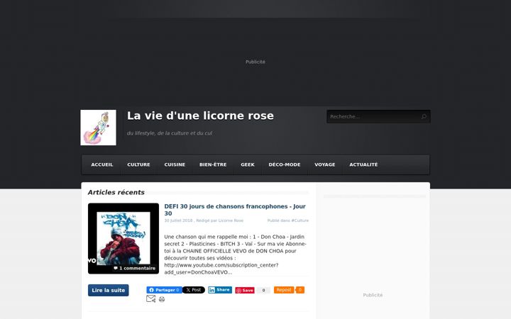 Screenshot of laviedunelicornerose.com