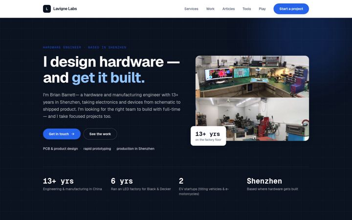 Screenshot of lavignelabs.com