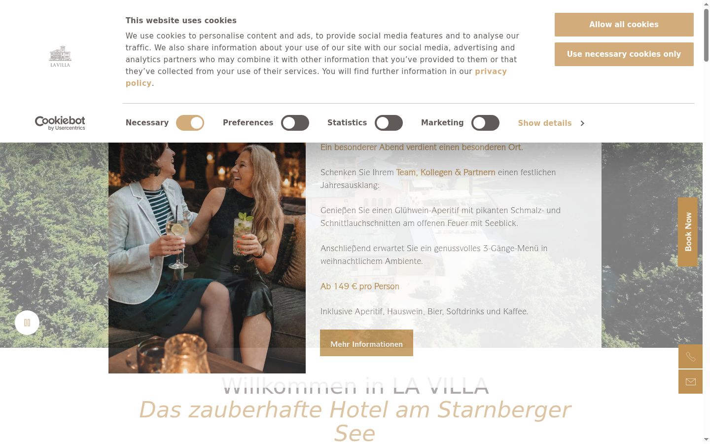 Screenshot des Einwilligungsbanners vor jeglicher Interaktion