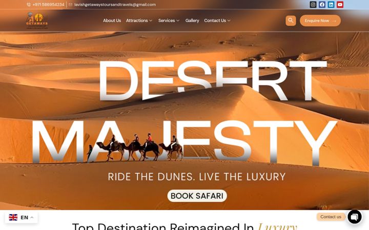 Screenshot of lavishgetawaystoursandtravels.com