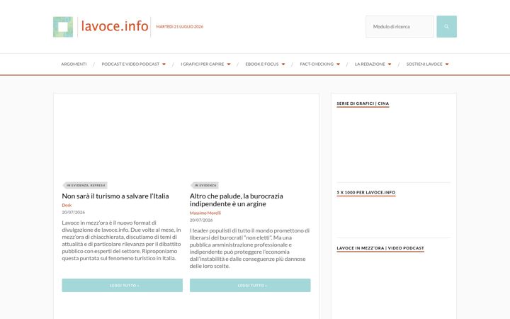 Screenshot of lavoce.info