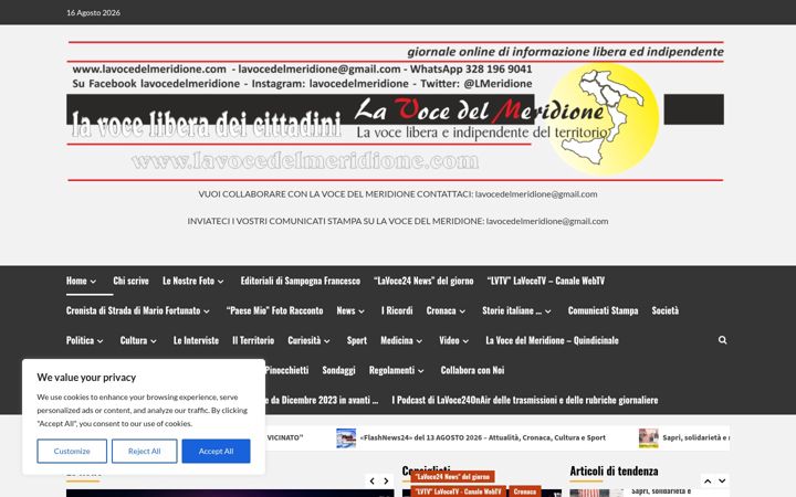 Screenshot of lavocedelmeridione.com