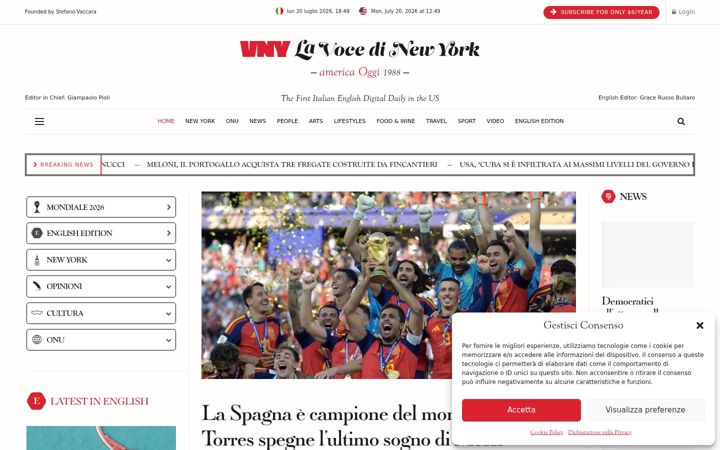 Screenshot of lavocedinewyork.com
