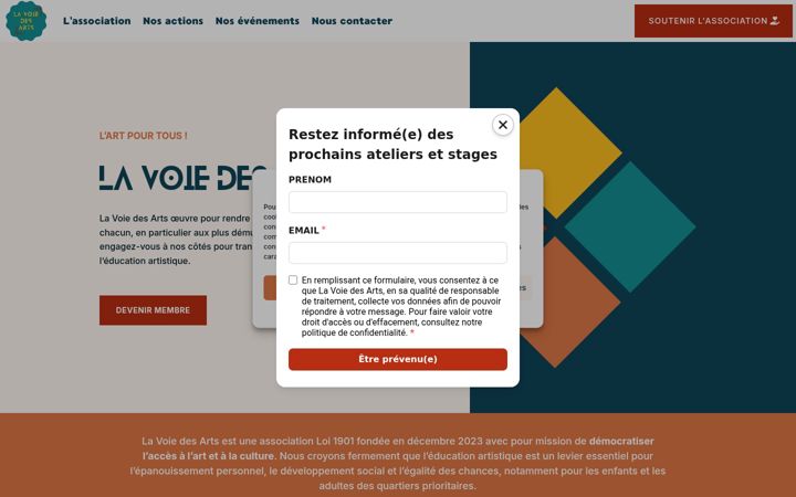 Screenshot of lavoiedesarts.org