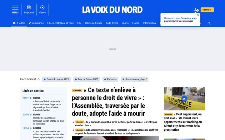 Captură de ecran a lavoixdunord.fr