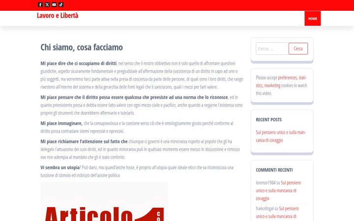 Screenshot of lavoroeliberta.com