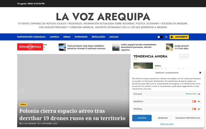 Screenshot of lavozarequipa.com