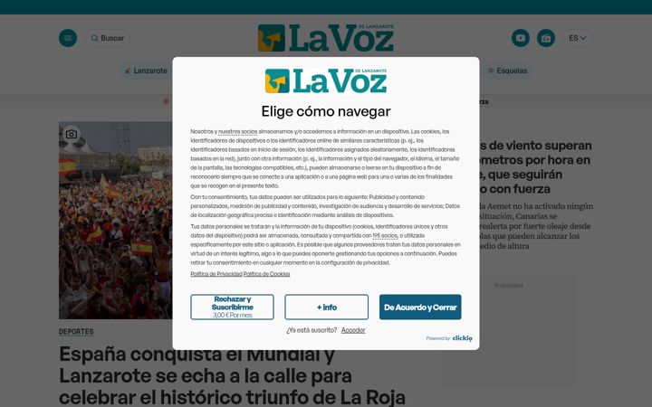 Screenshot of lavozdelanzarote.com