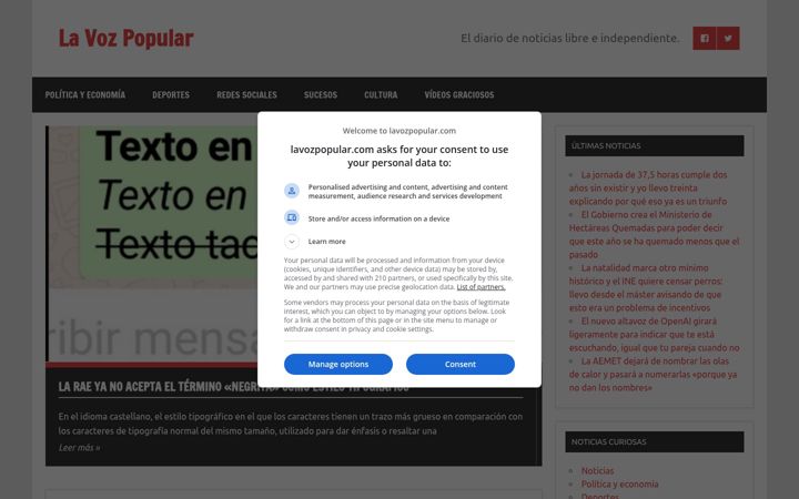 Screenshot of lavozpopular.com