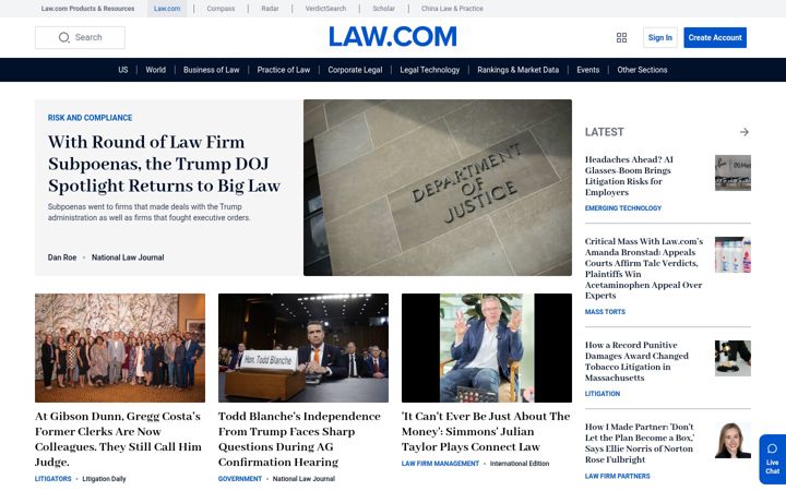 Screenshot di law.com