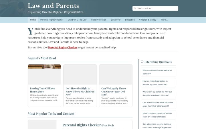 Screenshot of lawandparents.co.uk