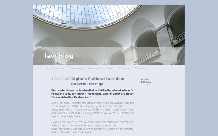 Екранна снимка на lawblog.de
