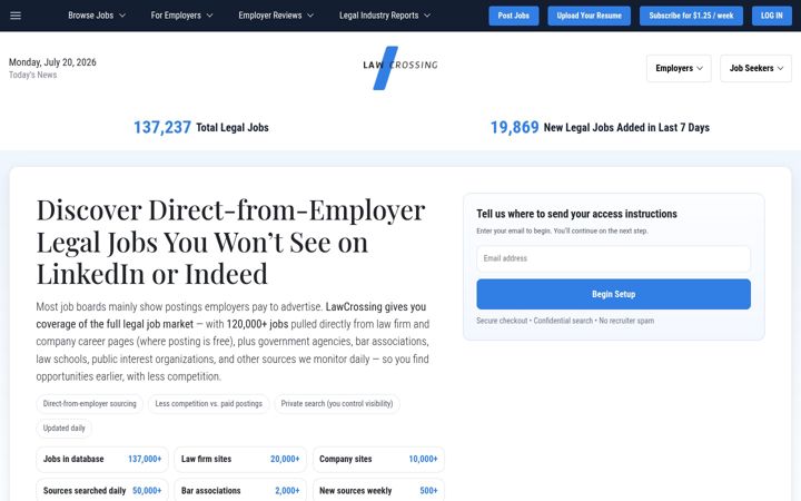 Screenshot of lawcrossing.com