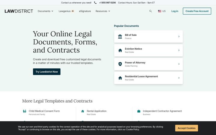 Screenshot of lawdistrict.com
