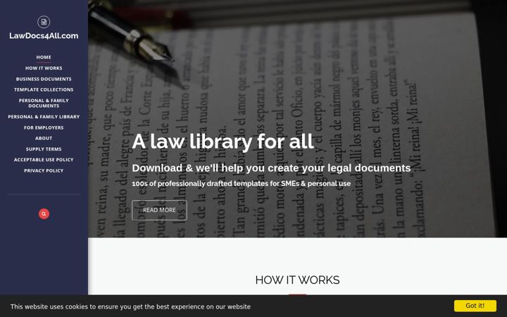 Screenshot of lawdocs4all.com