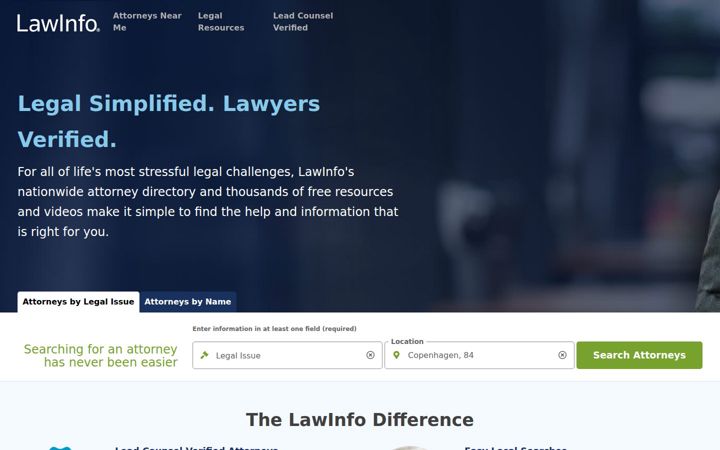 Screenshot van lawinfo.com