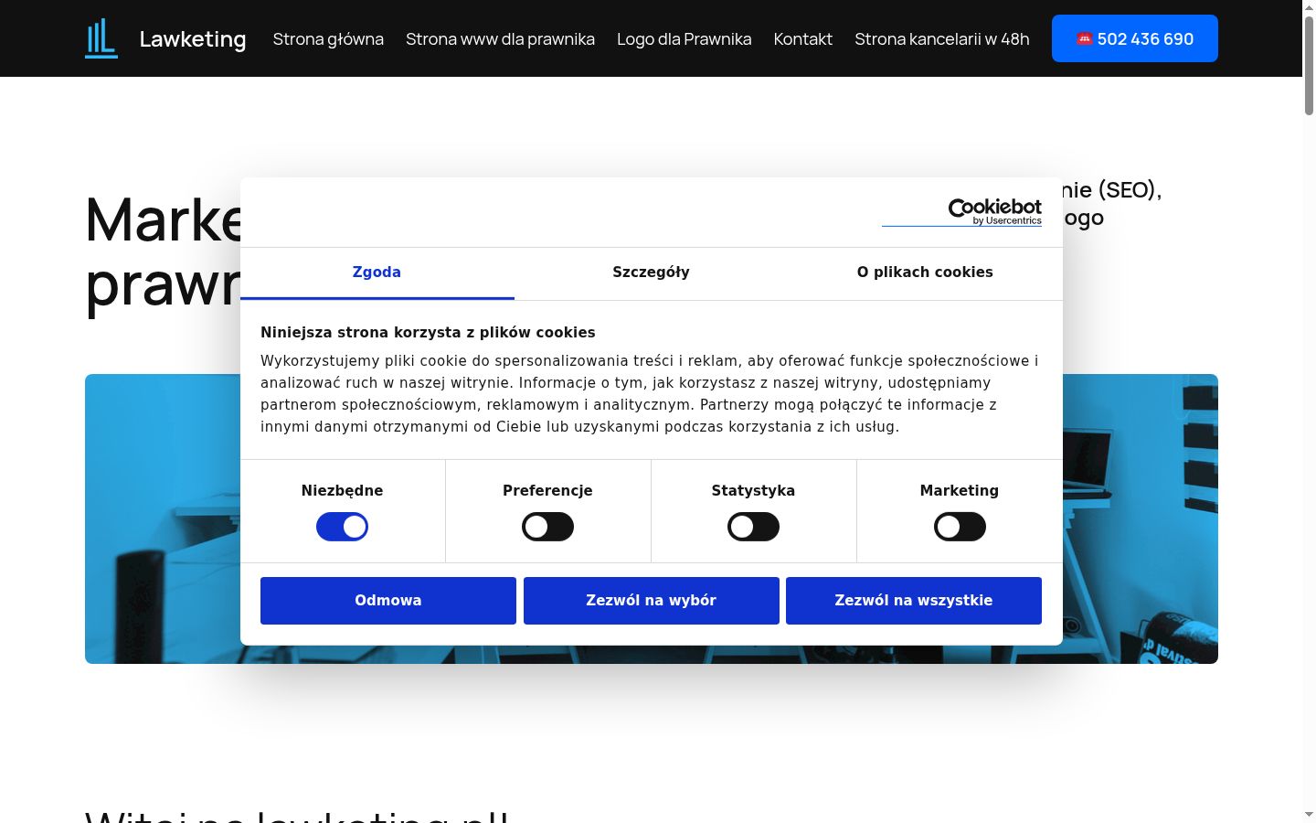 Skärmbild av samtyckesbannern som visades före någon interaktion
