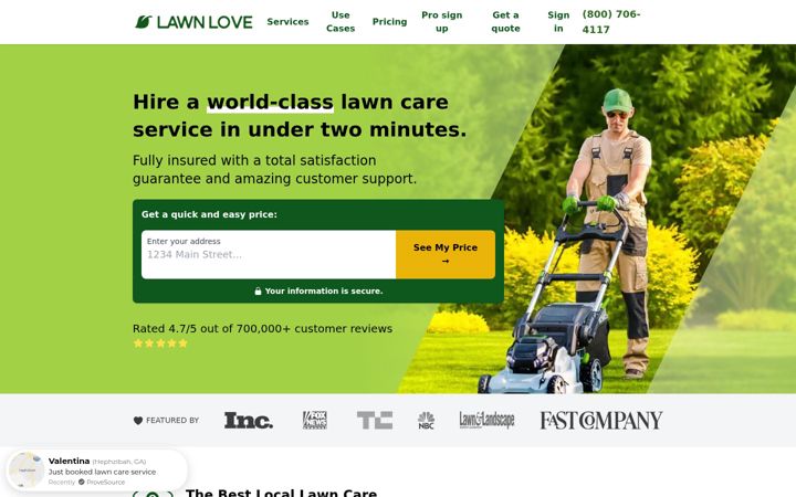 Screenshot of lawnlove.com