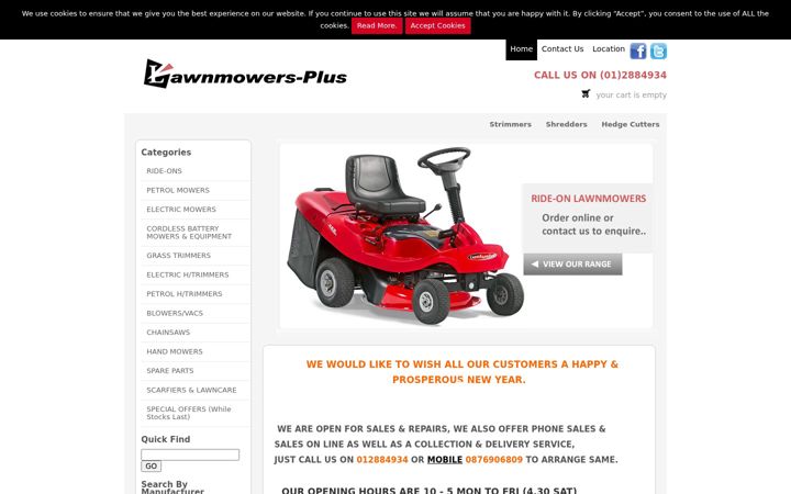 Screenshot of lawnmowers-plus.com