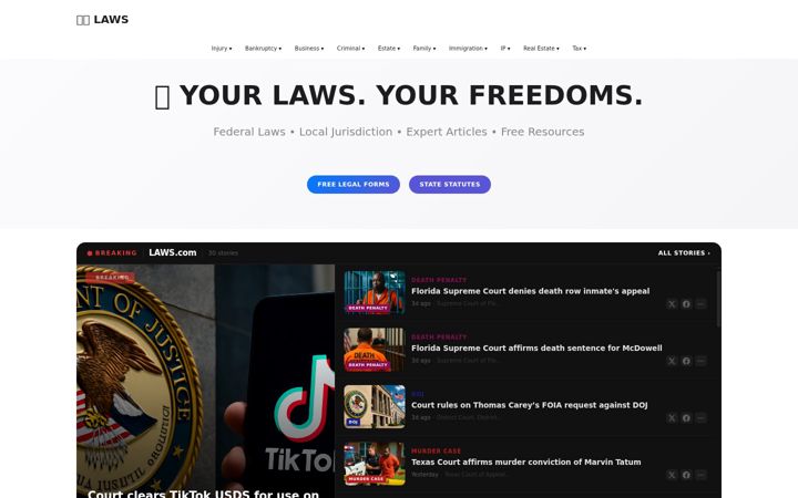 Screenshot of laws.com