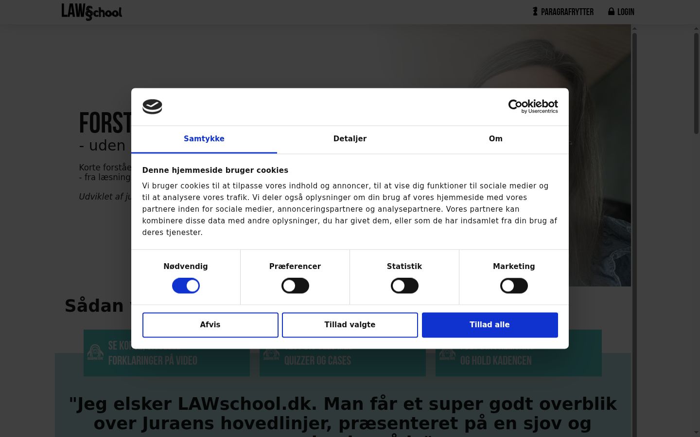 Screenshot des Einwilligungsbanners vor jeglicher Interaktion