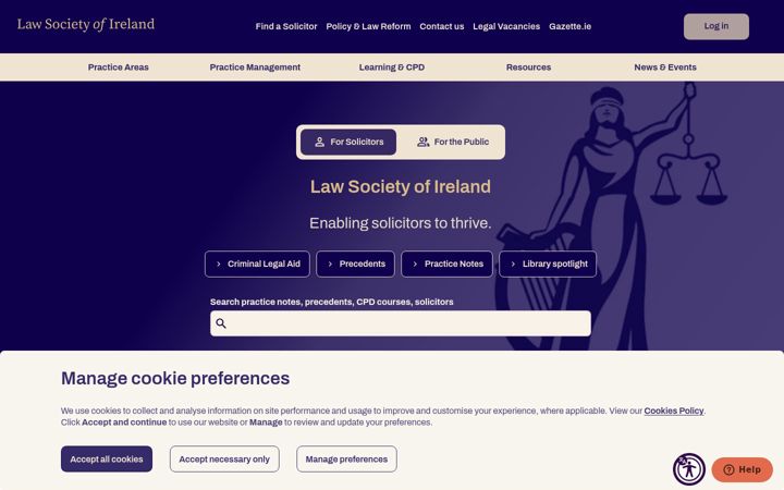Screenshot of lawsociety.ie