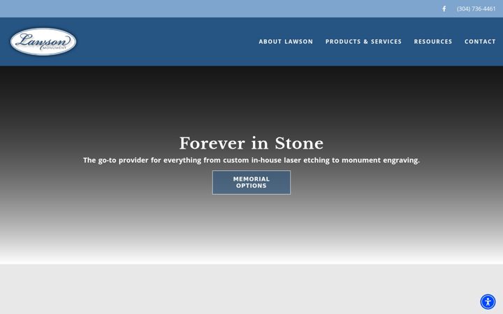 Screenshot of lawsonmonuments.com