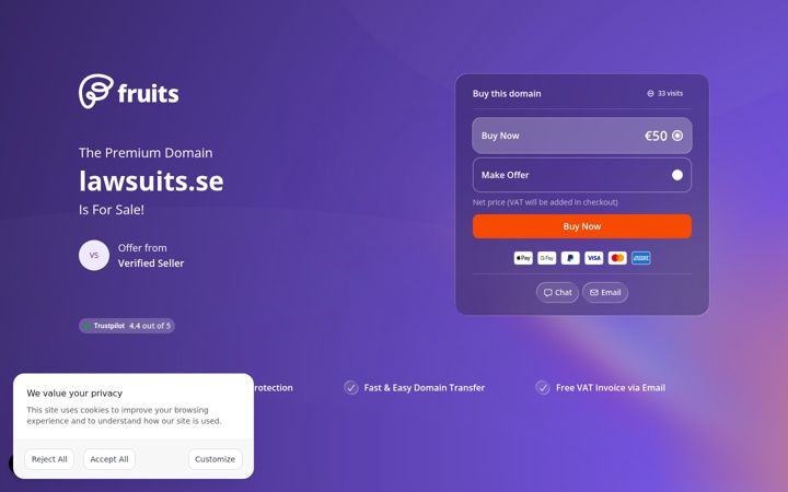 Screenshot of lawsuits.se