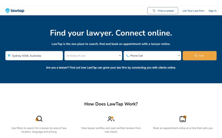 Screenshot of lawtap.com
