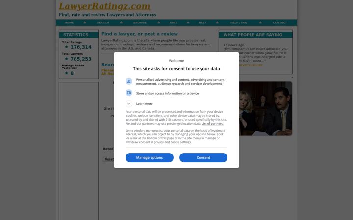 Capture d'écran de lawyerratingz.com