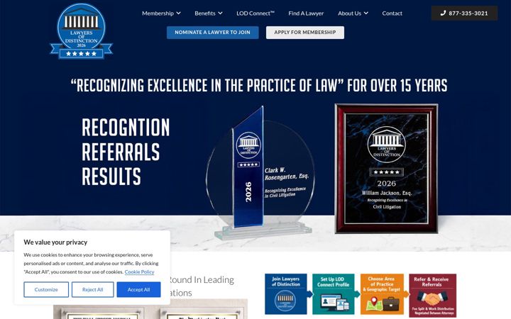 Screenshot of lawyersofdistinction.com