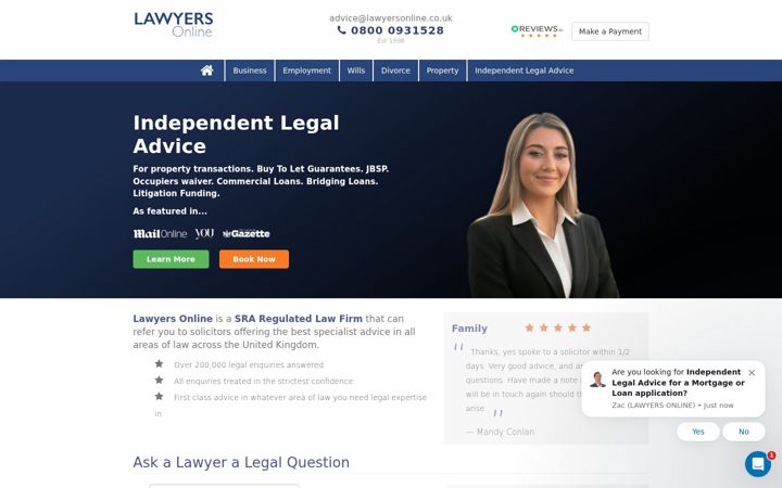 Screenshot of lawyersonline.co.uk