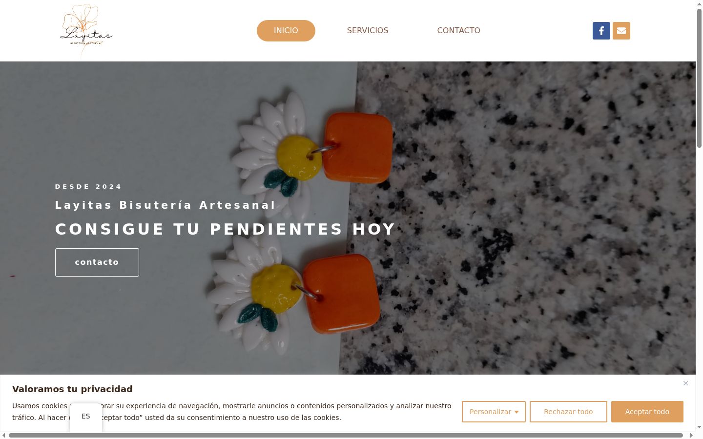 Captura de pantalla del banner de consentimiento mostrado antes de cualquier interacción