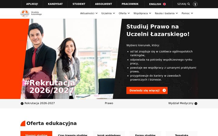 Screenshot of lazarski.pl