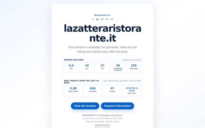 Screenshot of lazatteraristorante.it