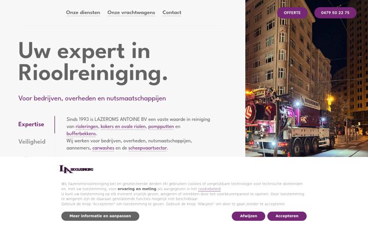 Screenshot of lazeromsrioolreiniging.be