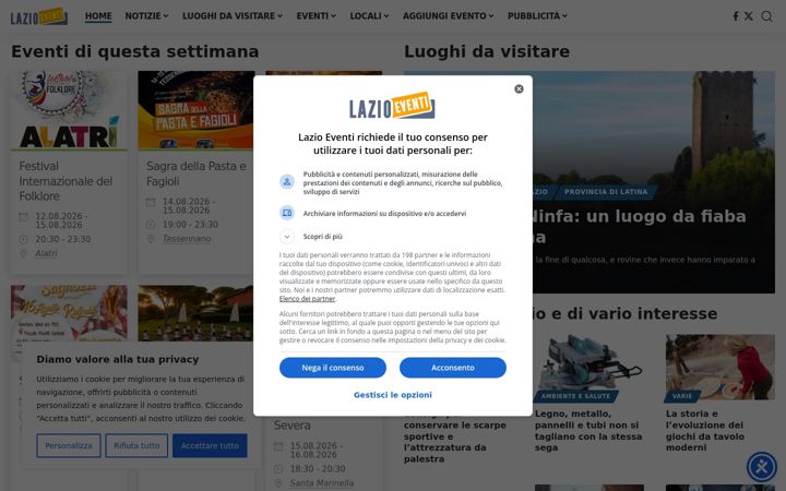 Screenshot of lazioeventi.com