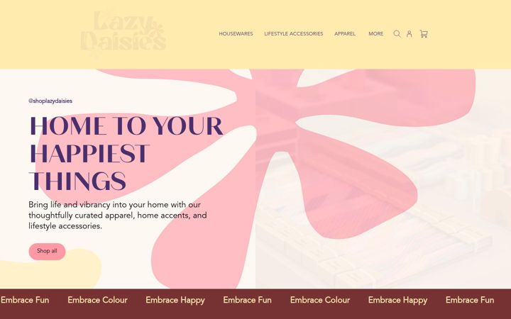Screenshot of lazydaisies.ca