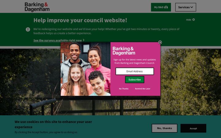 Kuvakaappaus sivustosta lbbd.gov.uk