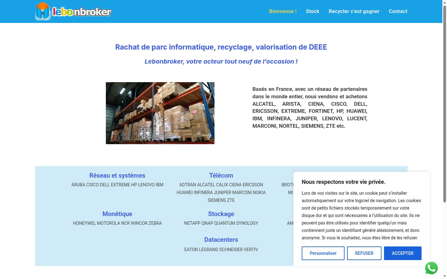 Captura de ecrã do banner de consentimento apresentado antes de qualquer interação