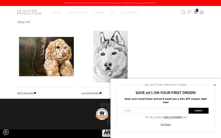 Screenshot of lbhuttonproductions.com