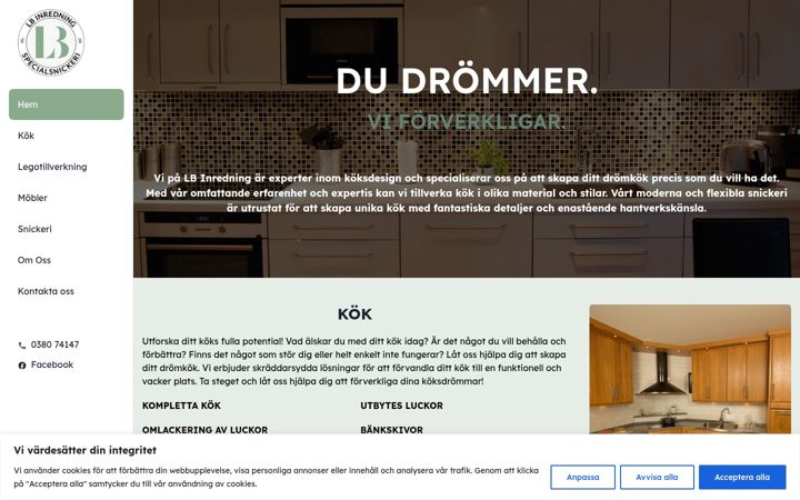Screenshot of lbinredning.se