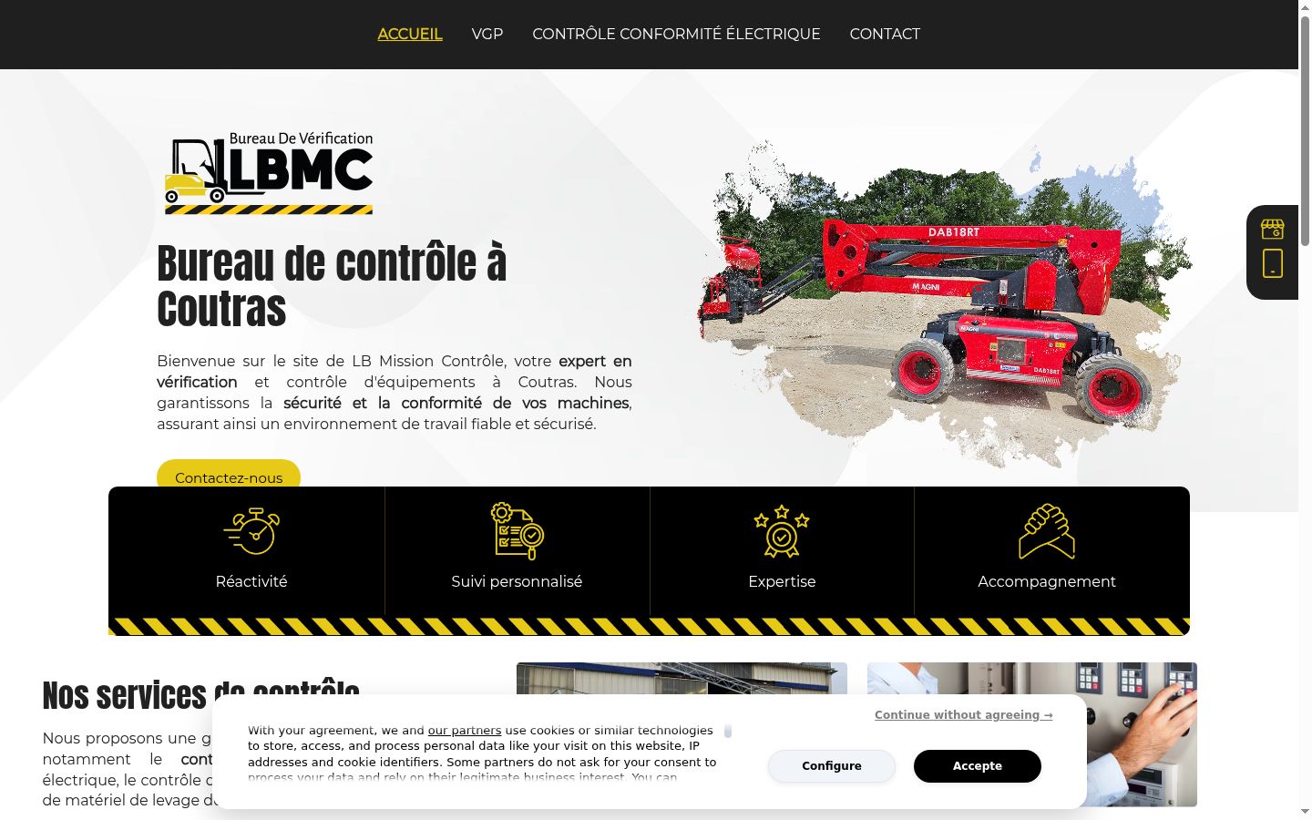 Capture d'écran de la bannière de consentement affichée avant toute interaction