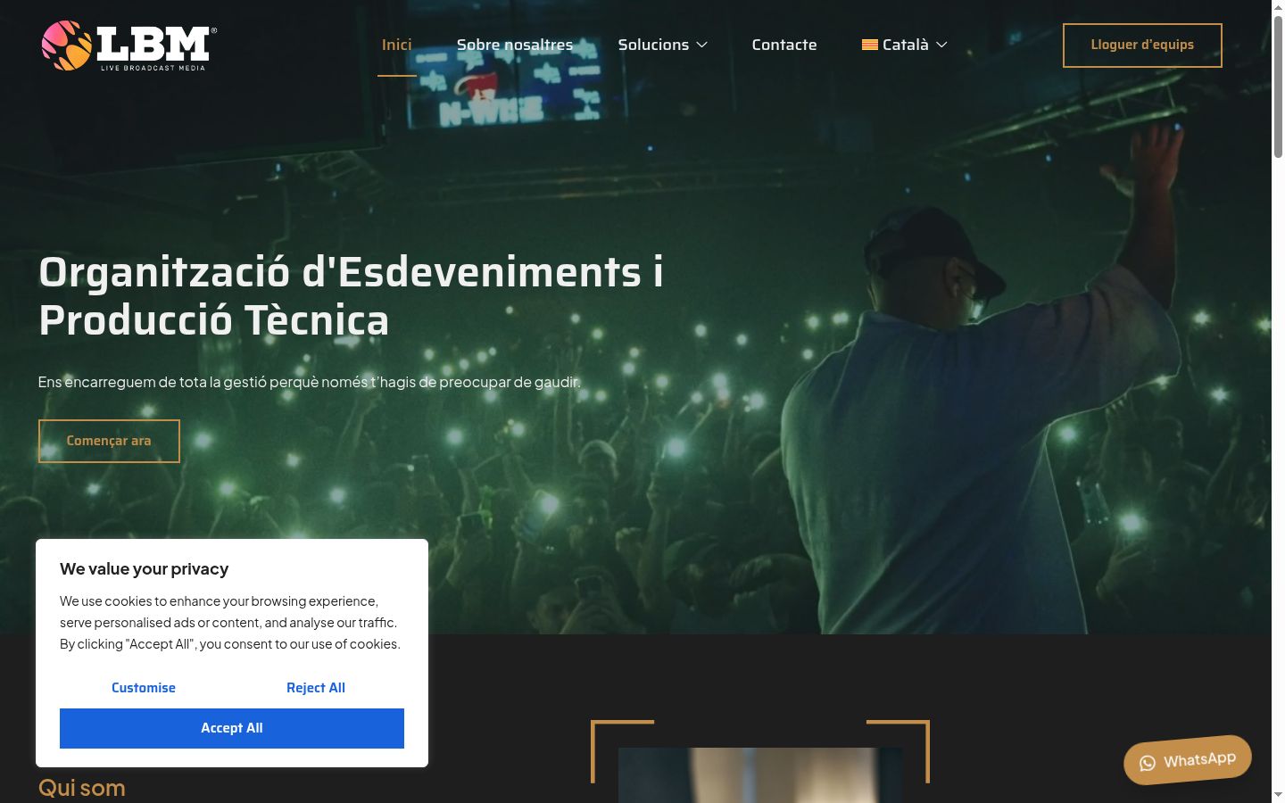 Screenshot del banner di consenso mostrato prima di qualsiasi interazione