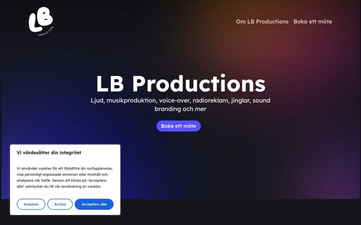 Screenshot of lbproductions.se